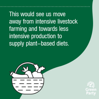 Move away from intensive livestock farming towards supplying plant based diets