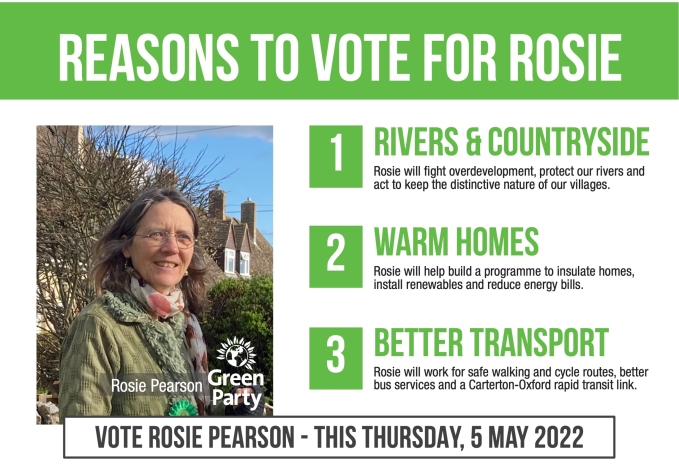 Vote for Rosie Pearson in Brize Norton, Shilton. Asthall, Swinbrook, Fordwells, Bradwell village, Brize Meadow