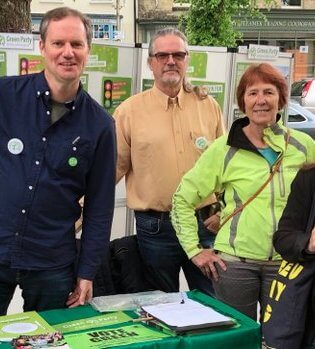 Cllr Liz Reason with Cllr Andrew Prosser and West Oxon Green Party Chair Barry Wheatley